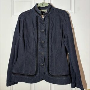 NWT Chicos Size 2 Dark Denim Embroidered Jacket